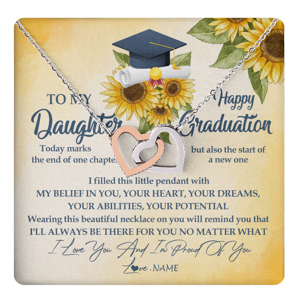 Personalized To My Daughter On Her Graduation Day Necklace Flower I Love You I'm Proud Of You Class of 2025 Daughter Jewelry Customized Gift Box Message Card