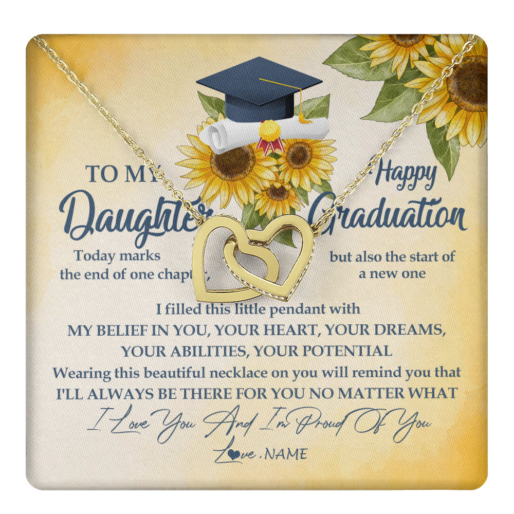 Personalized To My Daughter On Her Graduation Day Necklace Flower I Love You I'm Proud Of You Class of 2025 Daughter Jewelry Customized Gift Box Message Card