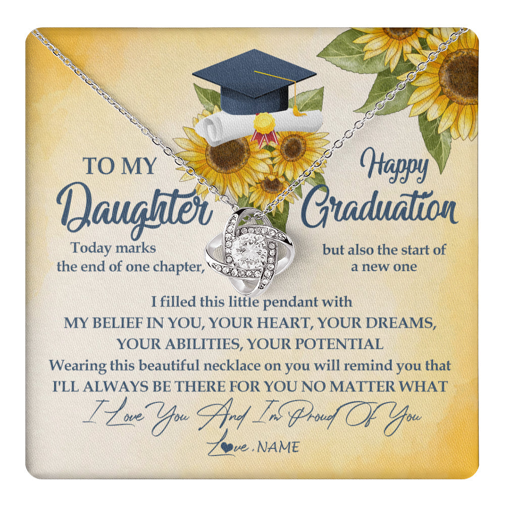 Personalized To My Daughter On Her Graduation Day Necklace Flower I Love You I'm Proud Of You Class of 2025 Daughter Jewelry Customized Gift Box Message Card