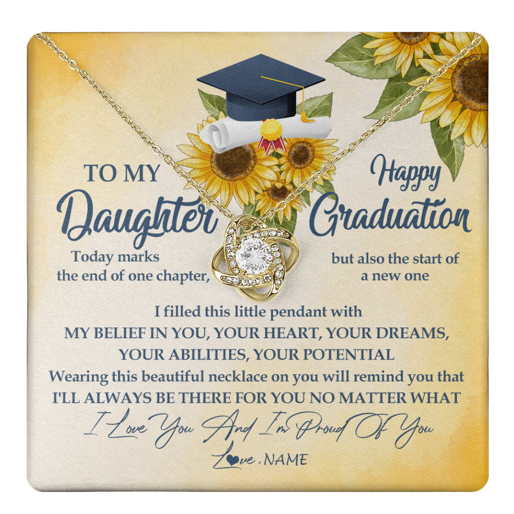 Personalized To My Daughter On Her Graduation Day Necklace Flower I Love You I'm Proud Of You Class of 2025 Daughter Jewelry Customized Gift Box Message Card
