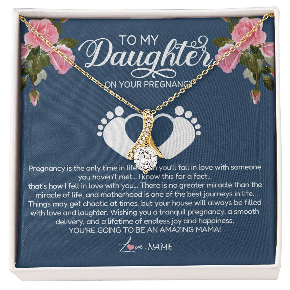 Personalized To My Daughter On Your Pregnancy Necklace First Time Mom Expecting Mama Mom Mother's Day Pendant Jewelry Customized Gift Box Message Card