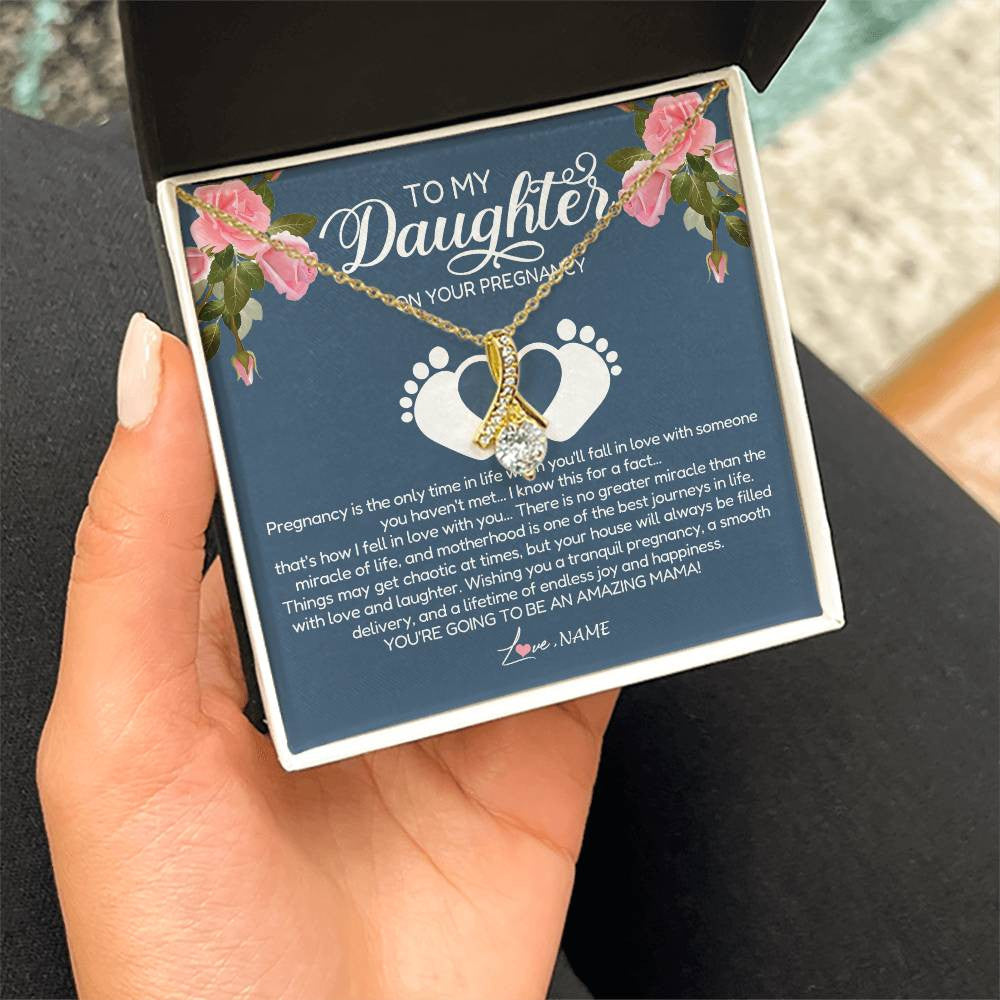 Personalized To My Daughter On Your Pregnancy Necklace First Time Mom Expecting Mama Mom Mother's Day Pendant Jewelry Customized Gift Box Message Card