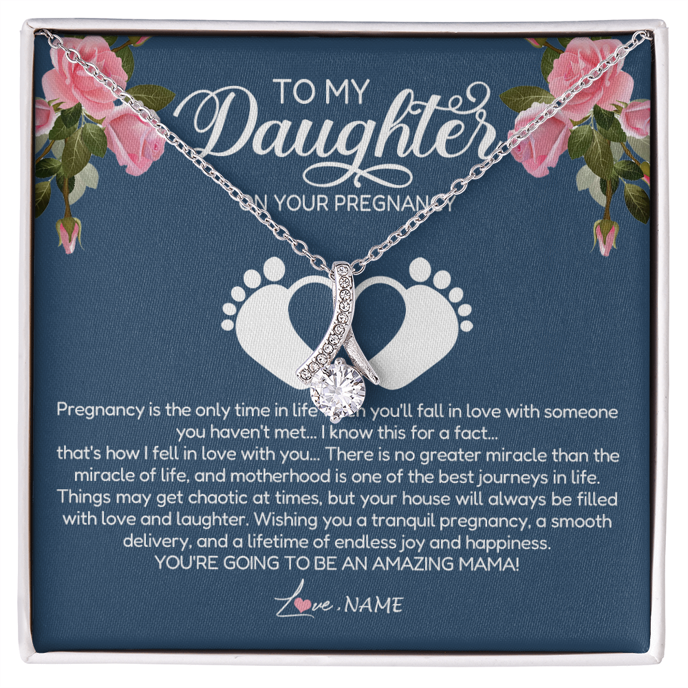 Personalized To My Daughter On Your Pregnancy Necklace First Time Mom Expecting Mama Mom Mother's Day Pendant Jewelry Customized Gift Box Message Card