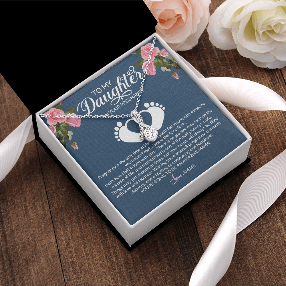 Personalized To My Daughter On Your Pregnancy Necklace First Time Mom Expecting Mama Mom Mother's Day Pendant Jewelry Customized Gift Box Message Card