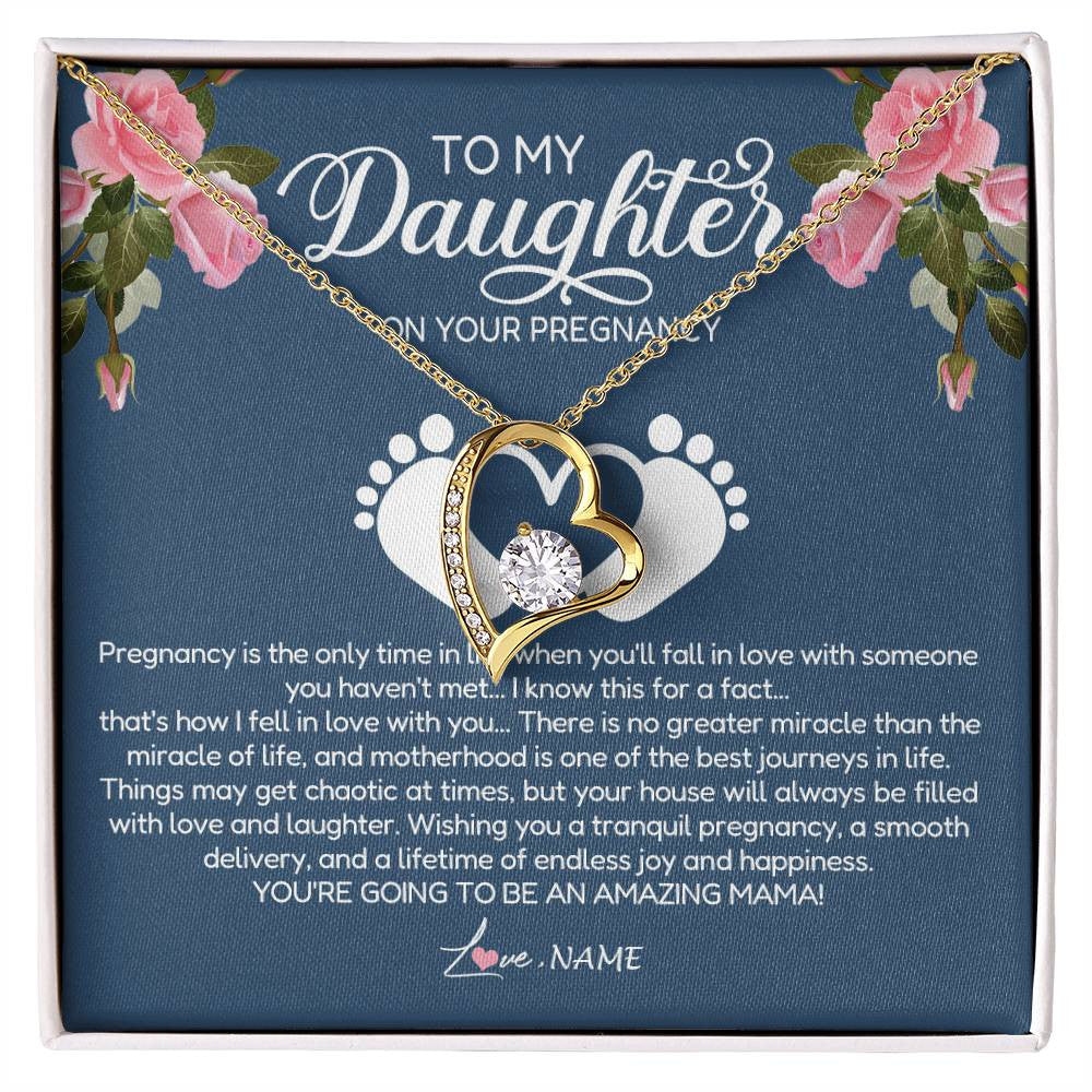 Personalized To My Daughter On Your Pregnancy Necklace First Time Mom Expecting Mama Mom Mother's Day Pendant Jewelry Customized Gift Box Message Card