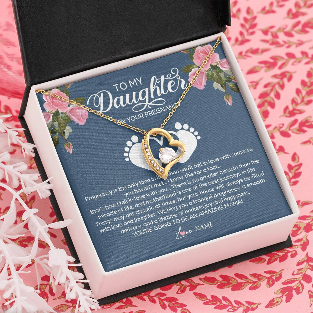 Personalized To My Daughter On Your Pregnancy Necklace First Time Mom Expecting Mama Mom Mother's Day Pendant Jewelry Customized Gift Box Message Card