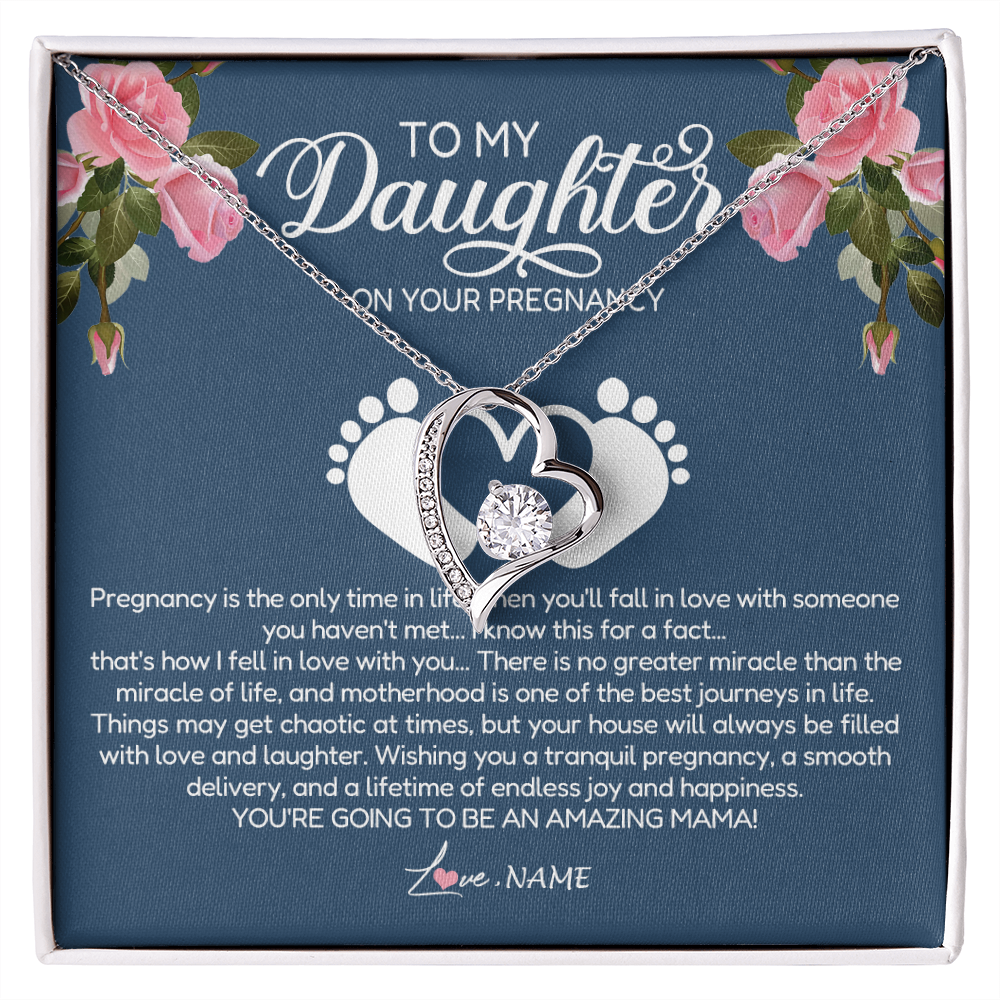 Personalized To My Daughter On Your Pregnancy Necklace First Time Mom Expecting Mama Mom Mother's Day Pendant Jewelry Customized Gift Box Message Card