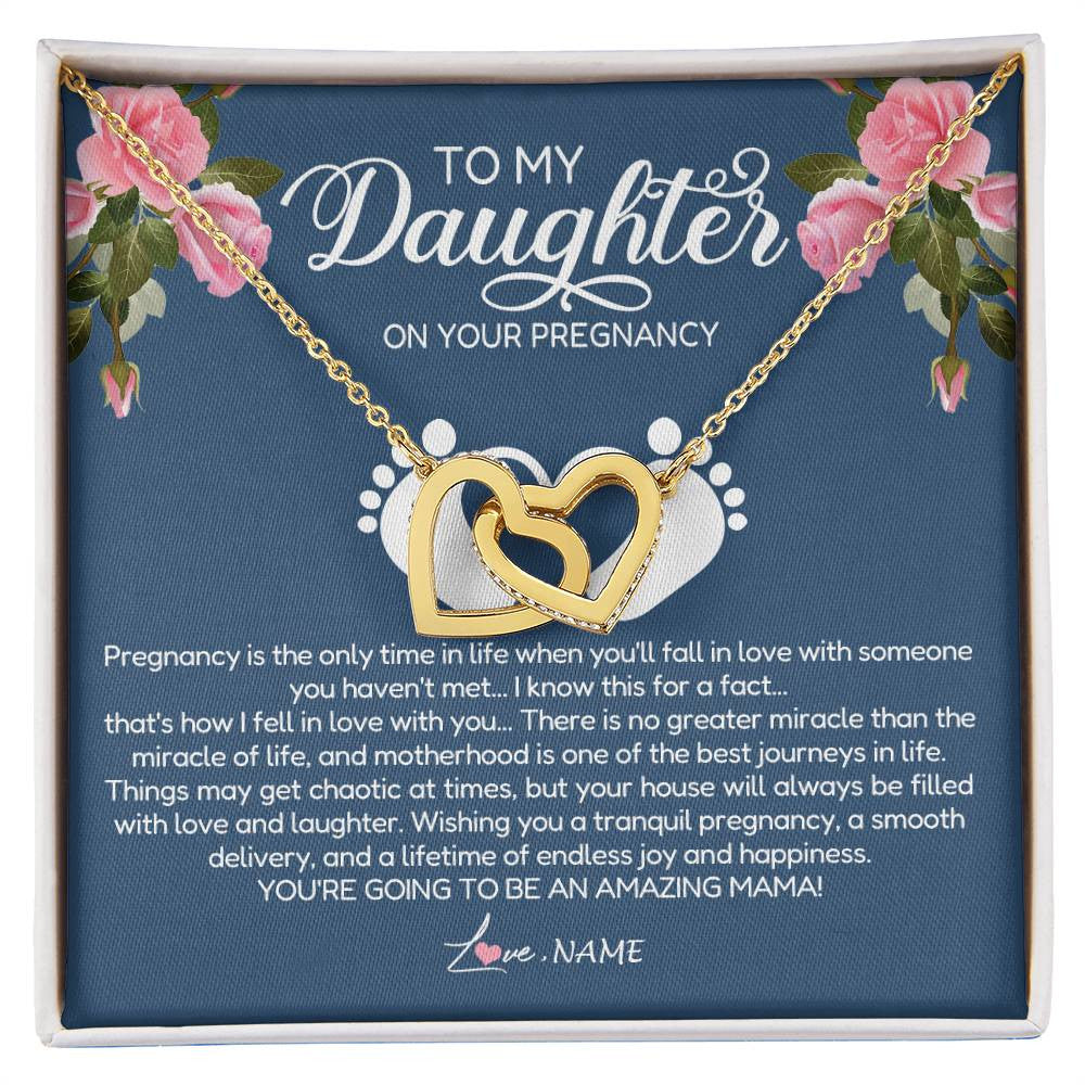 Personalized To My Daughter On Your Pregnancy Necklace First Time Mom Expecting Mama Mom Mother's Day Pendant Jewelry Customized Gift Box Message Card