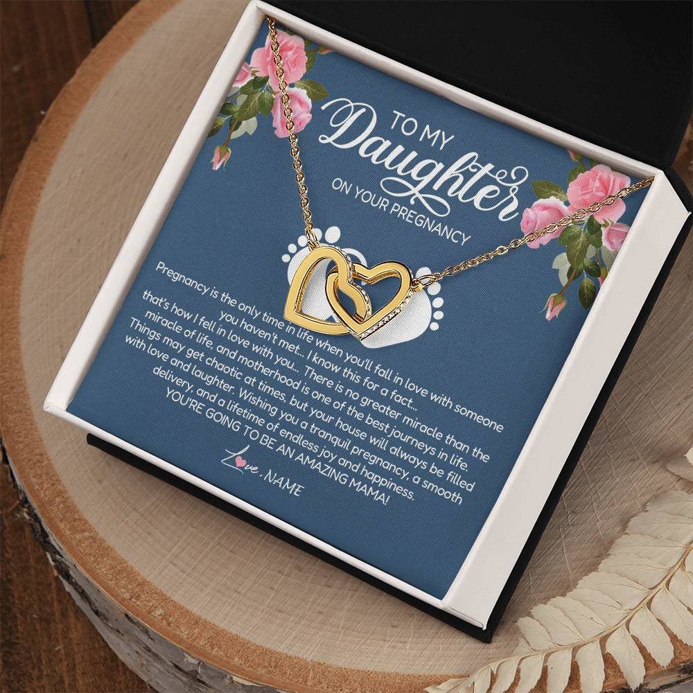 Personalized To My Daughter On Your Pregnancy Necklace First Time Mom Expecting Mama Mom Mother's Day Pendant Jewelry Customized Gift Box Message Card