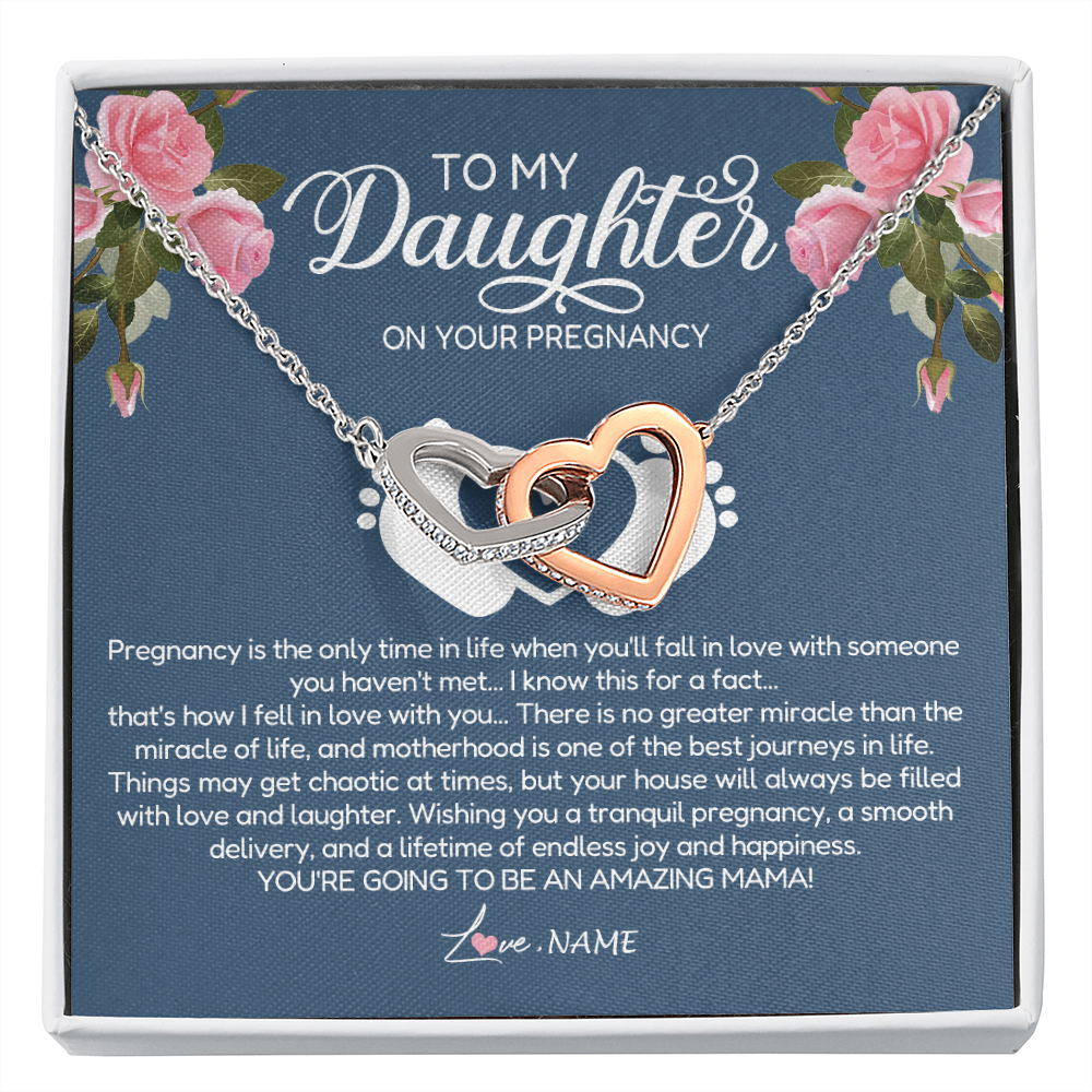 Personalized To My Daughter On Your Pregnancy Necklace First Time Mom Expecting Mama Mom Mother's Day Pendant Jewelry Customized Gift Box Message Card
