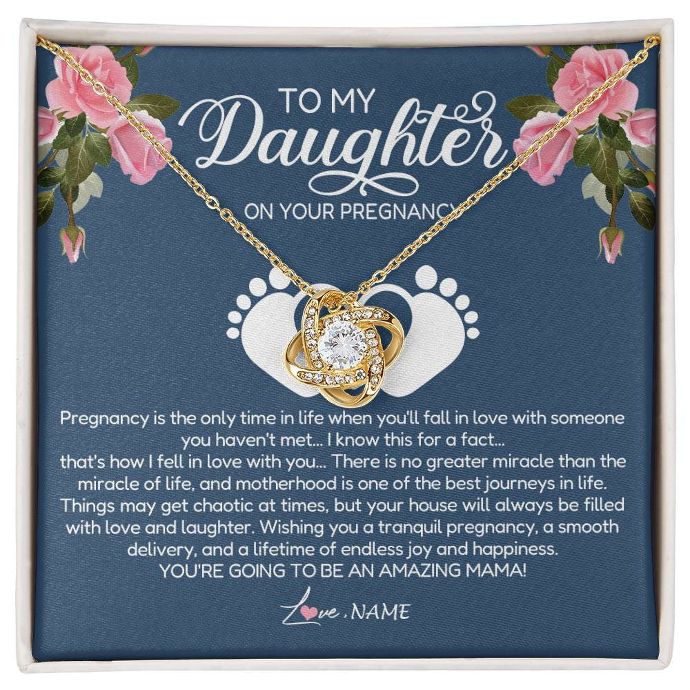 Personalized To My Daughter On Your Pregnancy Necklace First Time Mom Expecting Mama Mom Mother's Day Pendant Jewelry Customized Gift Box Message Card