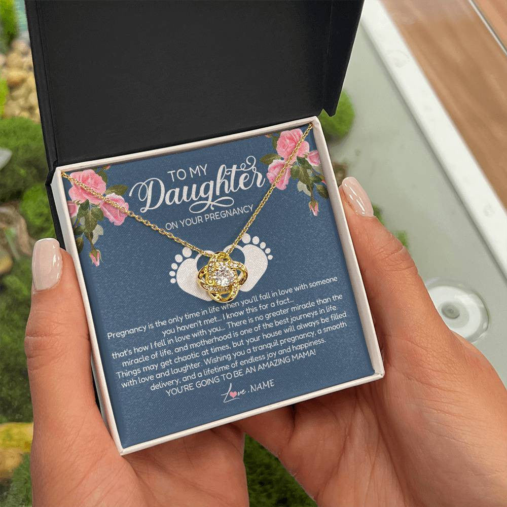 Personalized To My Daughter On Your Pregnancy Necklace First Time Mom Expecting Mama Mom Mother's Day Pendant Jewelry Customized Gift Box Message Card