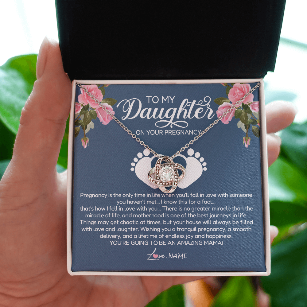 Personalized To My Daughter On Your Pregnancy Necklace First Time Mom Expecting Mama Mom Mother's Day Pendant Jewelry Customized Gift Box Message Card