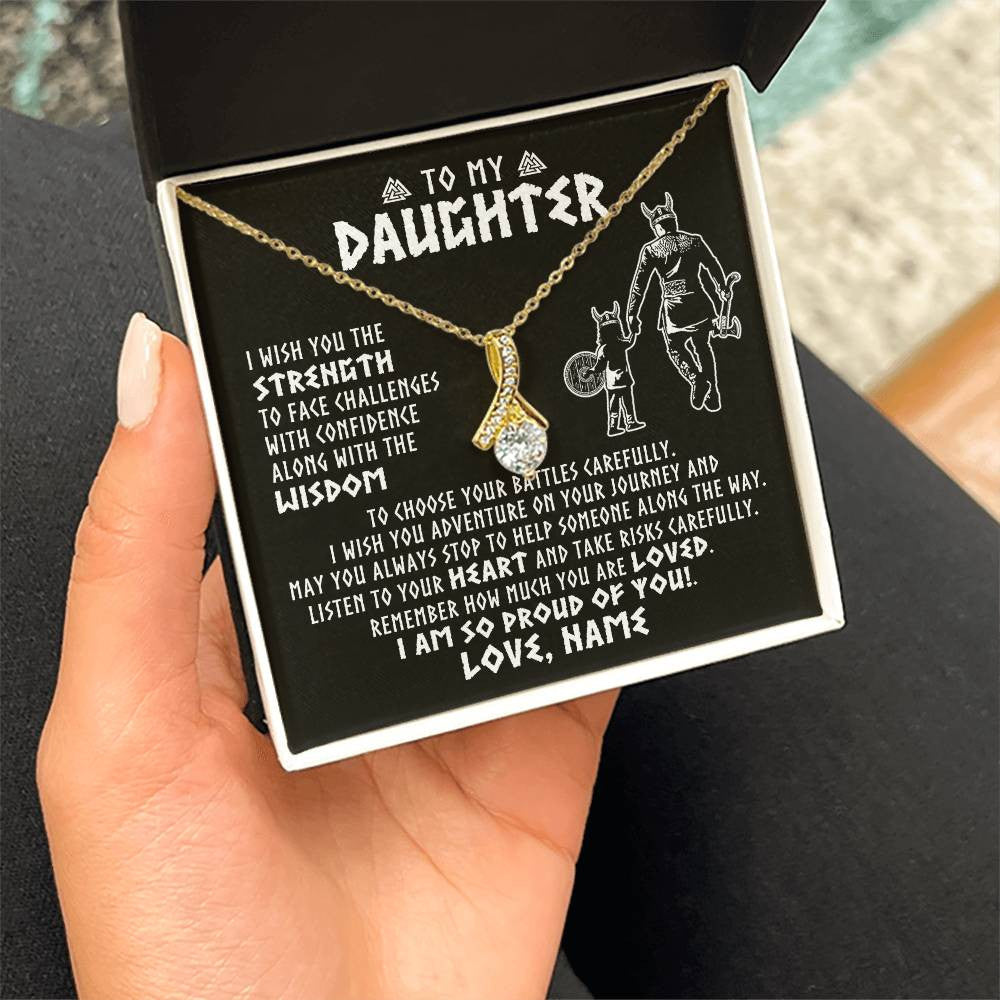 Personalized To My Daughter Viking Necklace From Dad Father I Am So Proud Of You Runes Viking Daughter Birthday Christmas Customized Gift Box Message Card