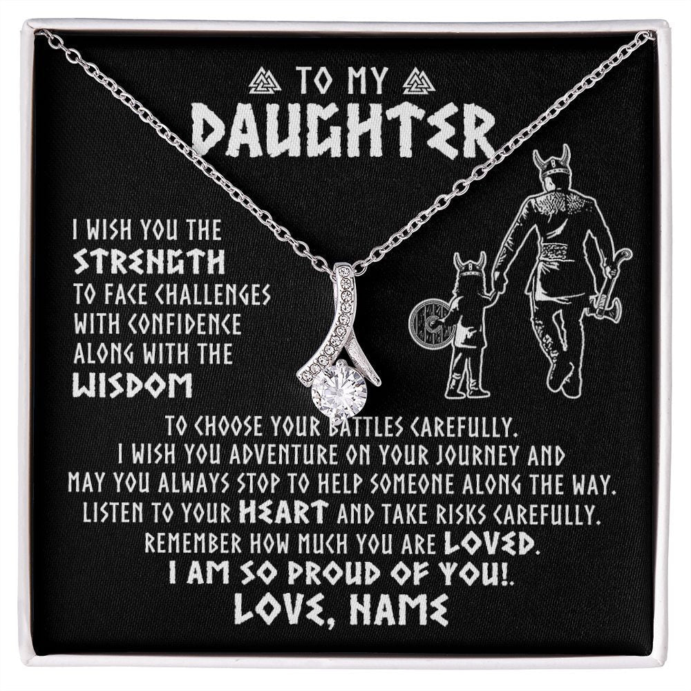 Personalized To My Daughter Viking Necklace From Dad Father I Am So Proud Of You Runes Viking Daughter Birthday Christmas Customized Gift Box Message Card