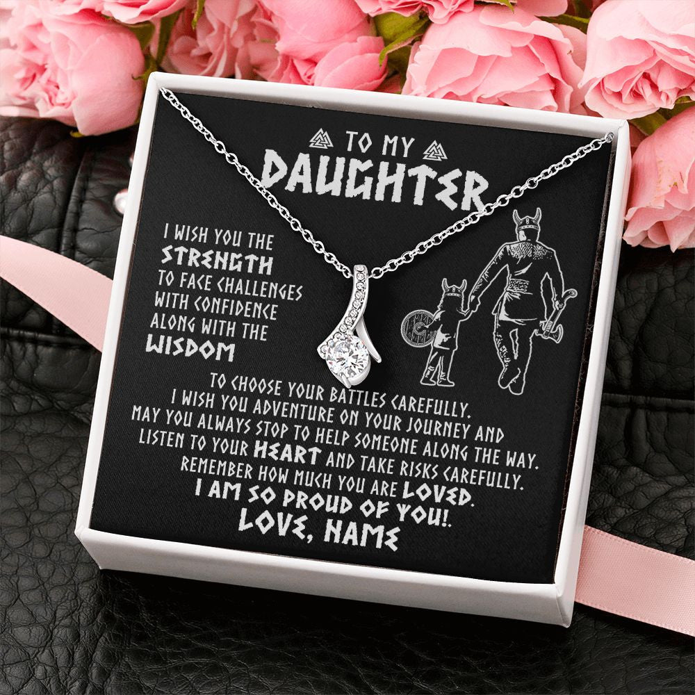 Personalized To My Daughter Viking Necklace From Dad Father I Am So Proud Of You Runes Viking Daughter Birthday Christmas Customized Gift Box Message Card