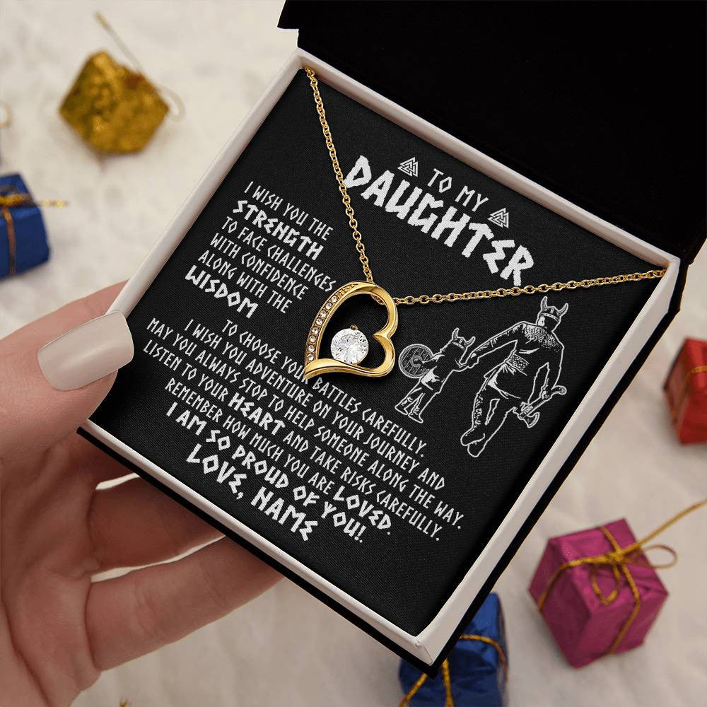Personalized To My Daughter Viking Necklace From Dad Father I Am So Proud Of You Runes Viking Daughter Birthday Christmas Customized Gift Box Message Card