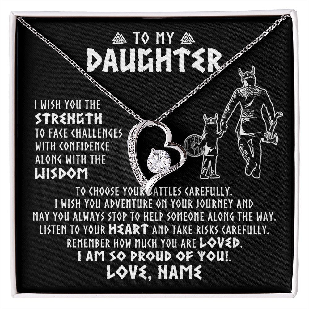 Personalized To My Daughter Viking Necklace From Dad Father I Am So Proud Of You Runes Viking Daughter Birthday Christmas Customized Gift Box Message Card