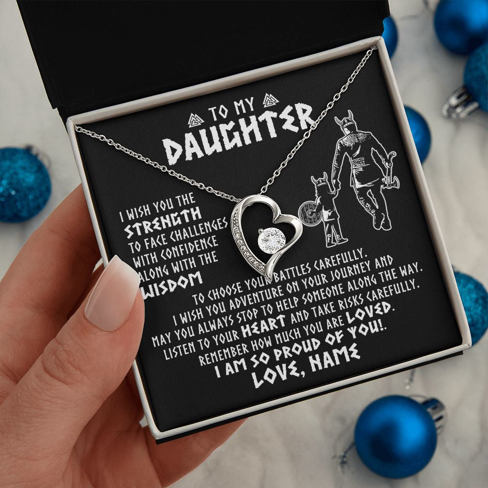 Personalized To My Daughter Viking Necklace From Dad Father I Am So Proud Of You Runes Viking Daughter Birthday Christmas Customized Gift Box Message Card
