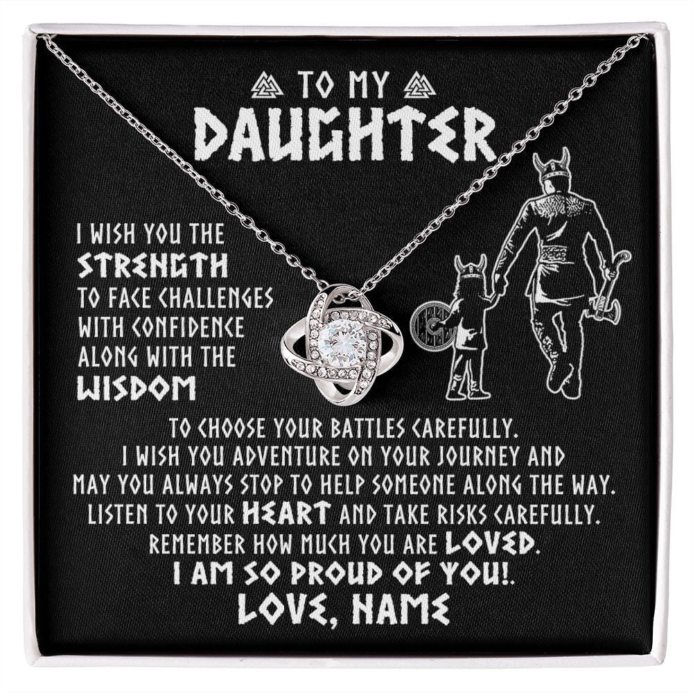 Personalized To My Daughter Viking Necklace From Dad Father I Am So Proud Of You Runes Viking Daughter Birthday Christmas Customized Gift Box Message Card