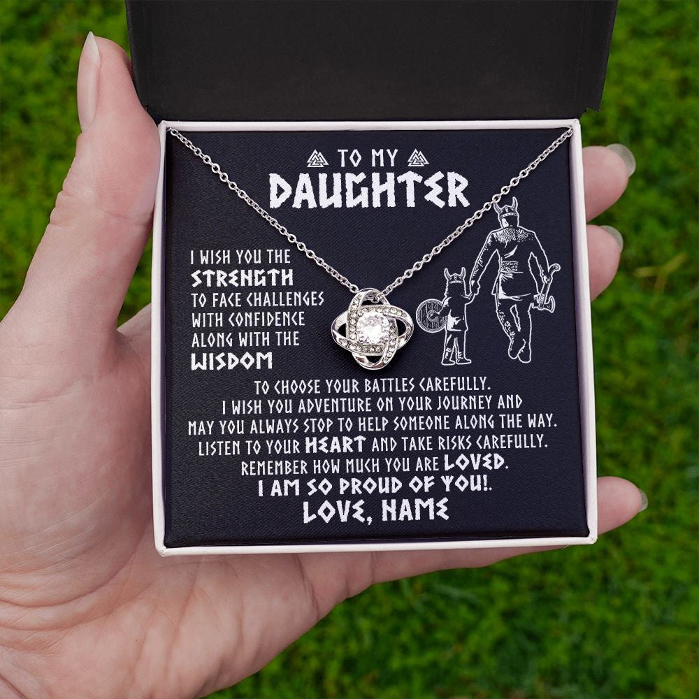 Personalized To My Daughter Viking Necklace From Dad Father I Am So Proud Of You Runes Viking Daughter Birthday Christmas Customized Gift Box Message Card