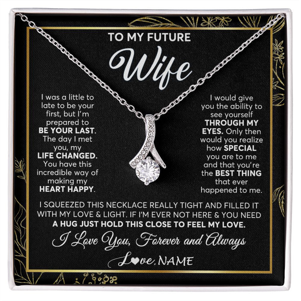 Personalized To My Future Wife Necklace From Husband My Love Fiancee Wife Birthday Anniversary Valentines Christmas Customized Gift Box Message Card