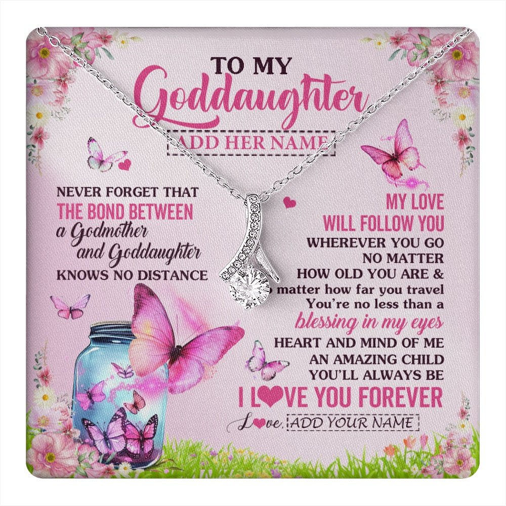 Personalized To My Goddaughter Butterfly Necklace From Godmother The Bond Between Goddaughter Birthday Gifts Graduation Christmas Jewelry Gift Box Message Card