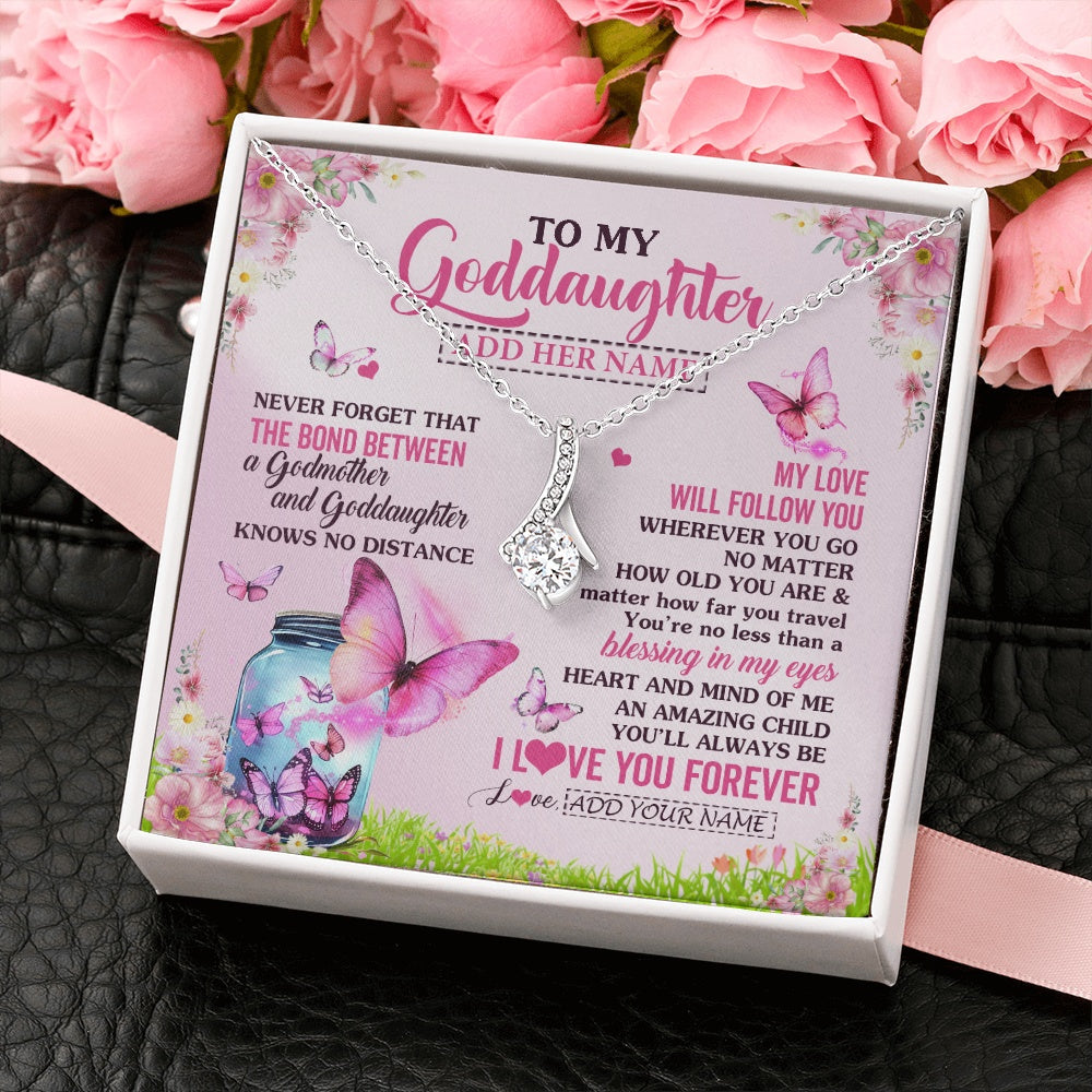 Personalized To My Goddaughter Butterfly Necklace From Godmother The Bond Between Goddaughter Birthday Gifts Graduation Christmas Jewelry Gift Box Message Card