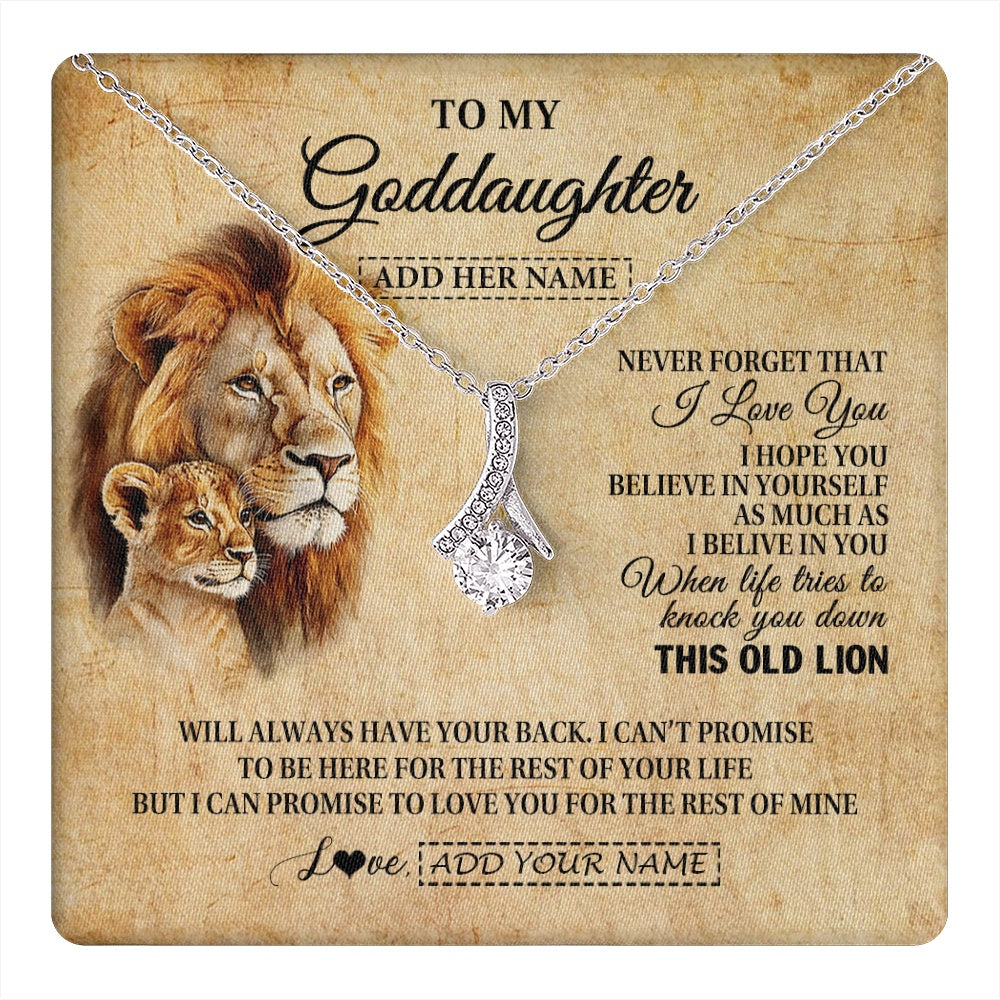 Personalized To My Goddaughter Gifts From Godfather Lion Necklace I Love You Goddaughter Birthday Gifts Graduation Christmas Custom Gift Box Message Card