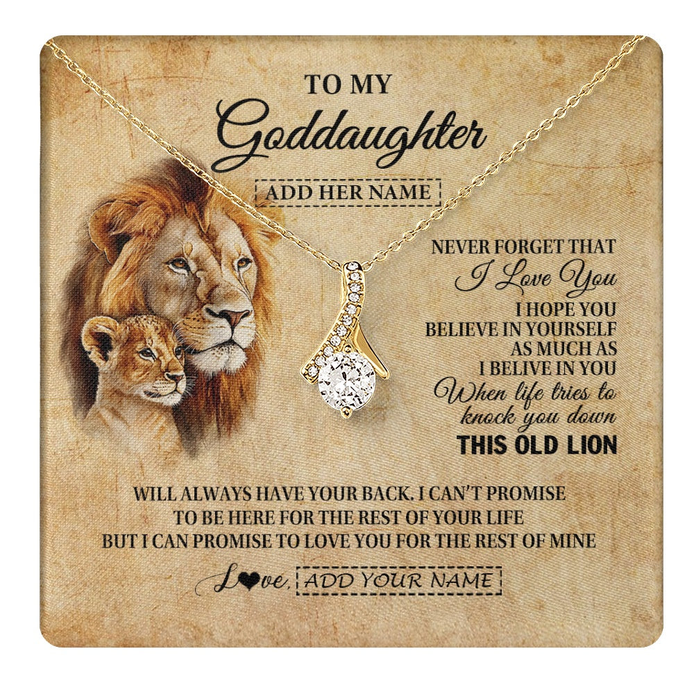 Personalized To My Goddaughter Gifts From Godfather Lion Necklace I Love You Goddaughter Birthday Gifts Graduation Christmas Custom Gift Box Message Card