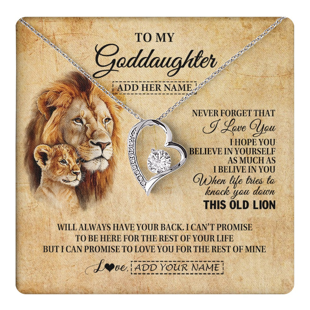 Personalized To My Goddaughter Gifts From Godfather Lion Necklace I Love You Goddaughter Birthday Gifts Graduation Christmas Custom Gift Box Message Card