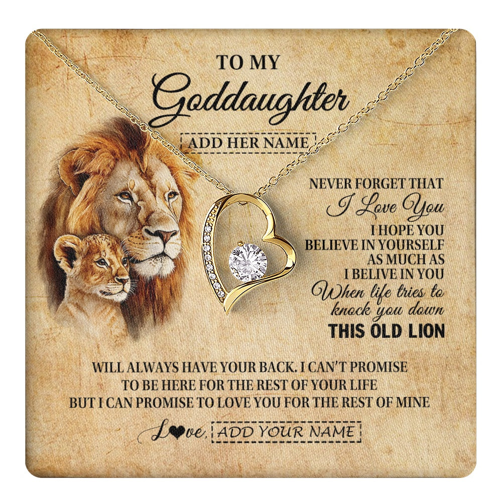 Personalized To My Goddaughter Gifts From Godfather Lion Necklace I Love You Goddaughter Birthday Gifts Graduation Christmas Custom Gift Box Message Card