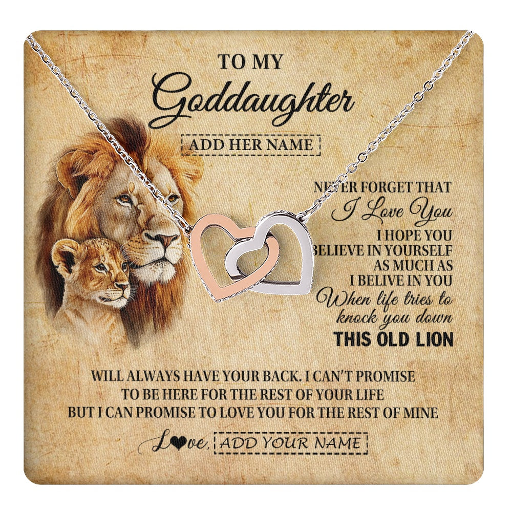 Personalized To My Goddaughter Gifts From Godfather Lion Necklace I Love You Goddaughter Birthday Gifts Graduation Christmas Custom Gift Box Message Card