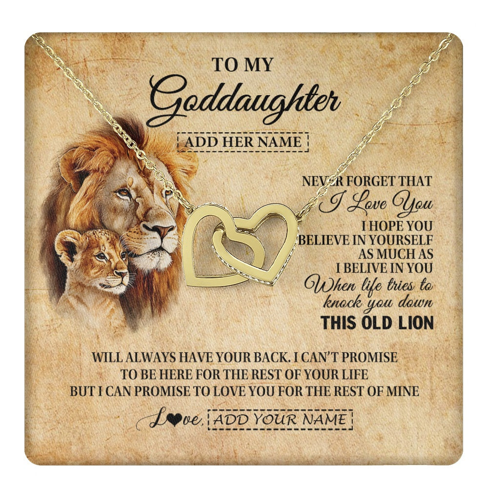 Personalized To My Goddaughter Gifts From Godfather Lion Necklace I Love You Goddaughter Birthday Gifts Graduation Christmas Custom Gift Box Message Card