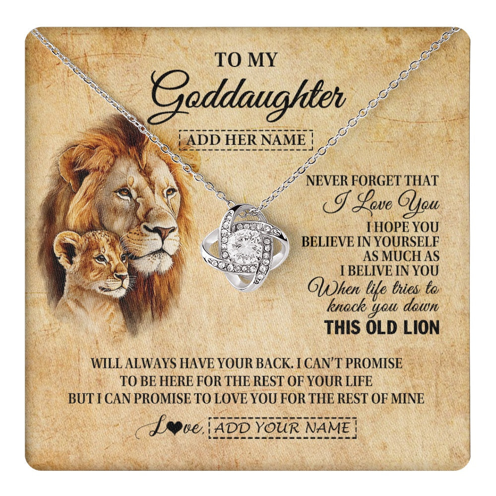 Personalized To My Goddaughter Gifts From Godfather Lion Necklace I Love You Goddaughter Birthday Gifts Graduation Christmas Custom Gift Box Message Card