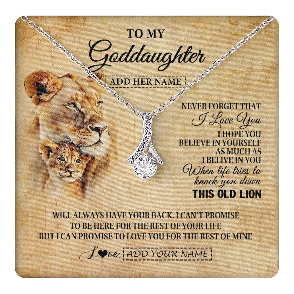 Personalized To My Goddaughter Gifts From Godmother Lion Necklace I Love You Goddaughter Birthday Gifts Graduation Christmas Custom Gift Box Message Card