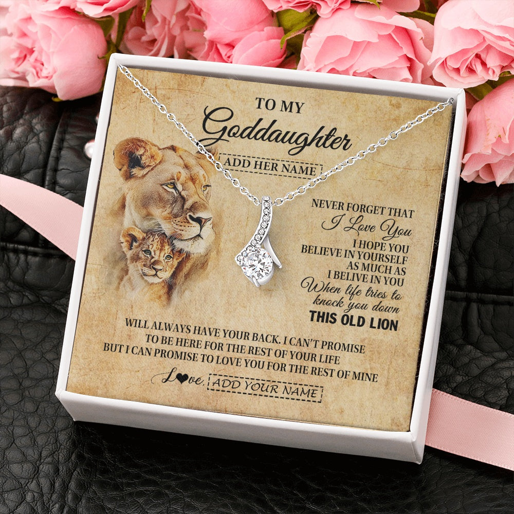 Personalized To My Goddaughter Gifts From Godmother Lion Necklace I Love You Goddaughter Birthday Gifts Graduation Christmas Custom Gift Box Message Card