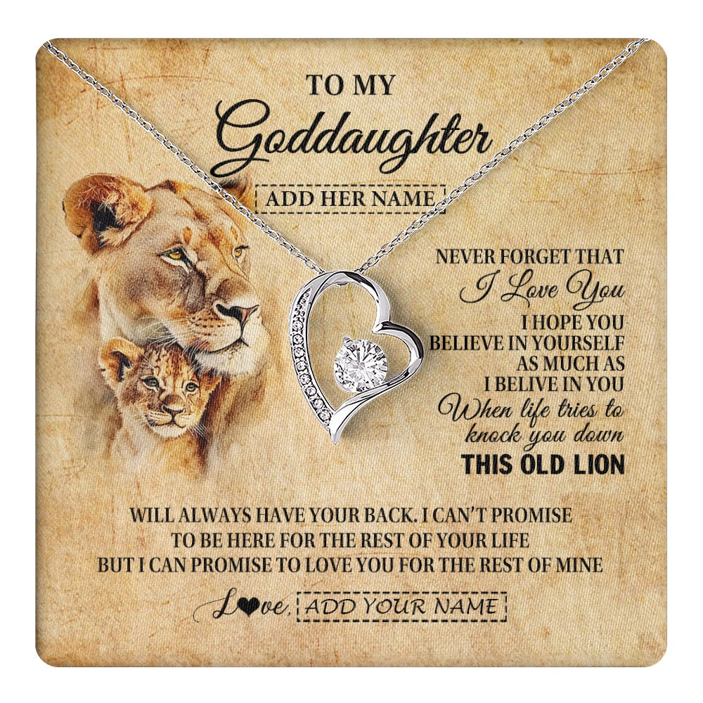 Personalized To My Goddaughter Gifts From Godmother Lion Necklace I Love You Goddaughter Birthday Gifts Graduation Christmas Custom Gift Box Message Card