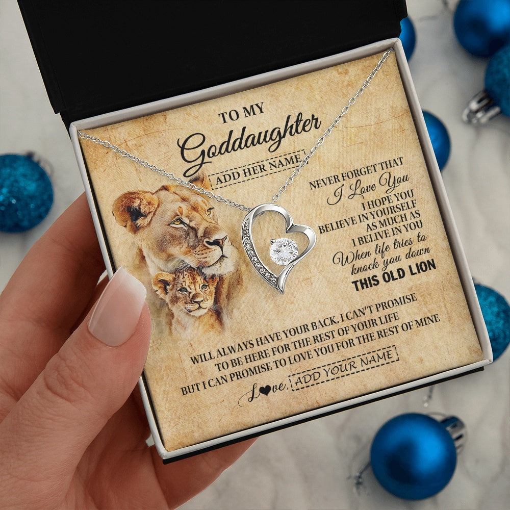Personalized To My Goddaughter Gifts From Godmother Lion Necklace I Love You Goddaughter Birthday Gifts Graduation Christmas Custom Gift Box Message Card