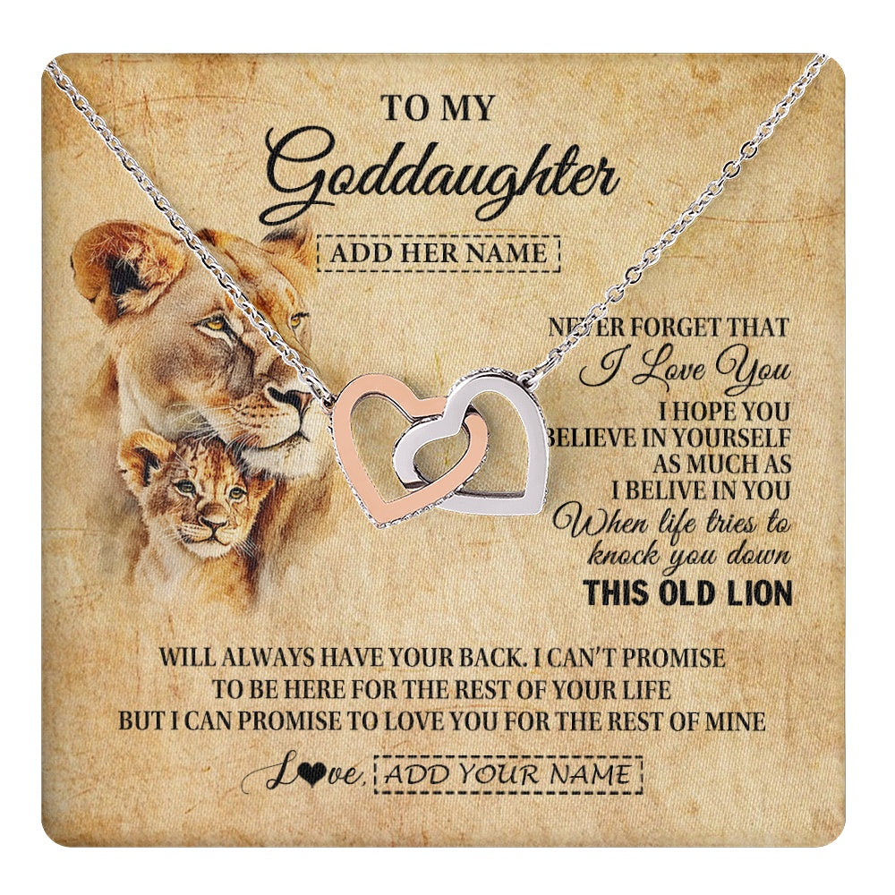 Personalized To My Goddaughter Gifts From Godmother Lion Necklace I Love You Goddaughter Birthday Gifts Graduation Christmas Custom Gift Box Message Card