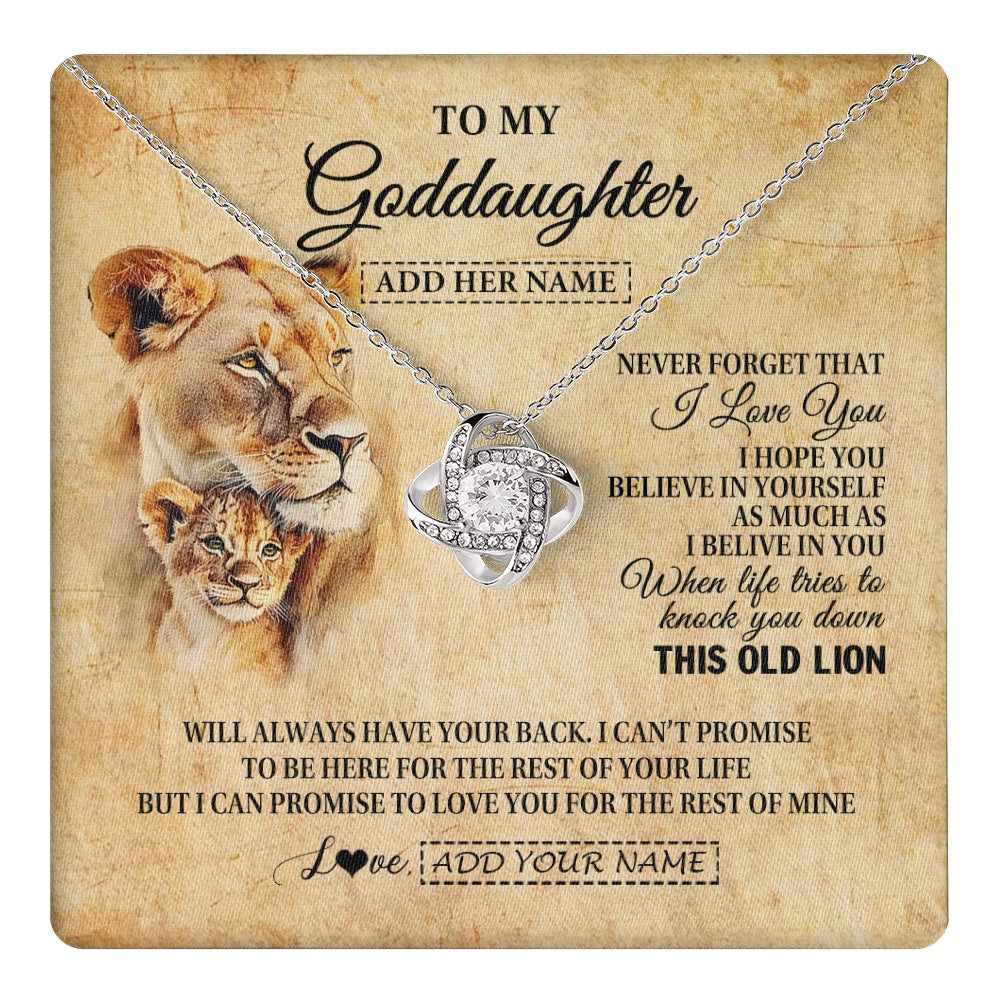 Personalized To My Goddaughter Gifts From Godmother Lion Necklace I Love You Goddaughter Birthday Gifts Graduation Christmas Custom Gift Box Message Card
