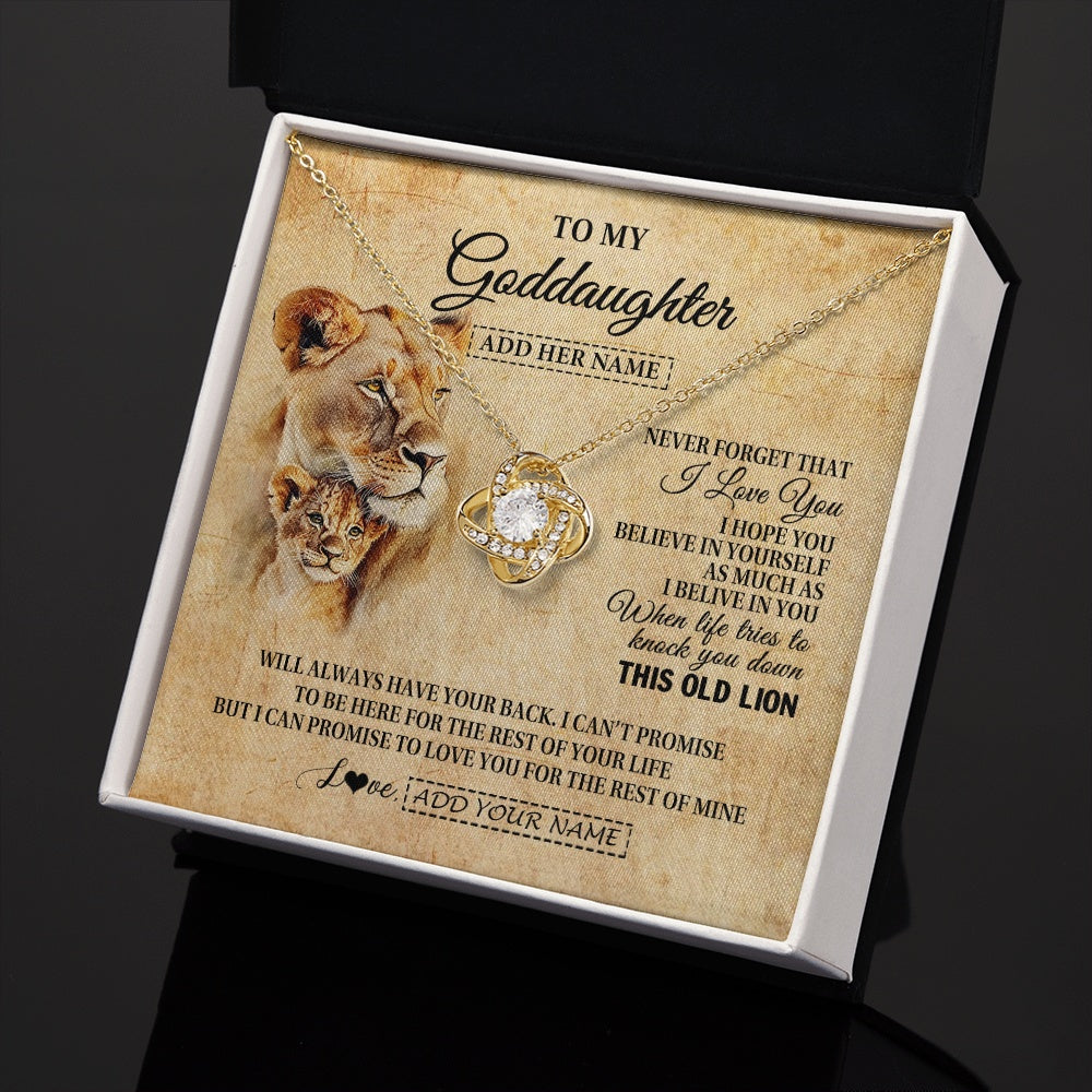 Personalized To My Goddaughter Gifts From Godmother Lion Necklace I Love You Goddaughter Birthday Gifts Graduation Christmas Custom Gift Box Message Card