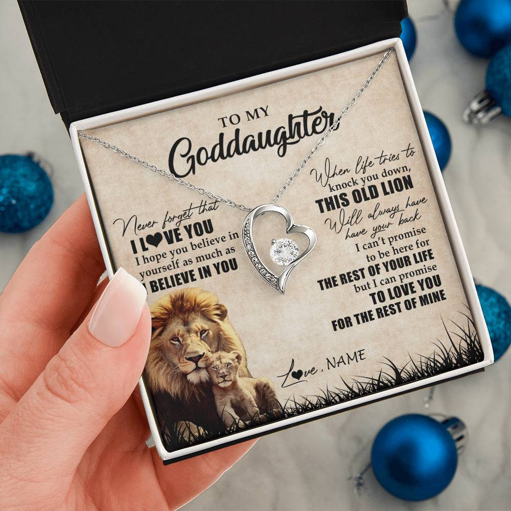 Personalized To My Goddaughter Gifts Necklace From Godfather Old Lion Goddaughter Jewelry Birthday Gifts Graduation Christmas Customized Gift Box Message Card