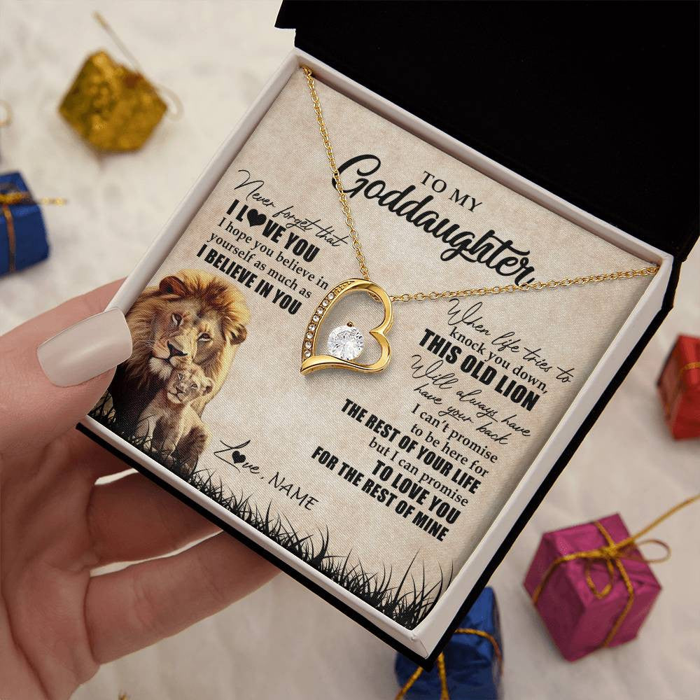 Personalized To My Goddaughter Gifts Necklace From Godfather Old Lion Goddaughter Jewelry Birthday Gifts Graduation Christmas Customized Gift Box Message Card