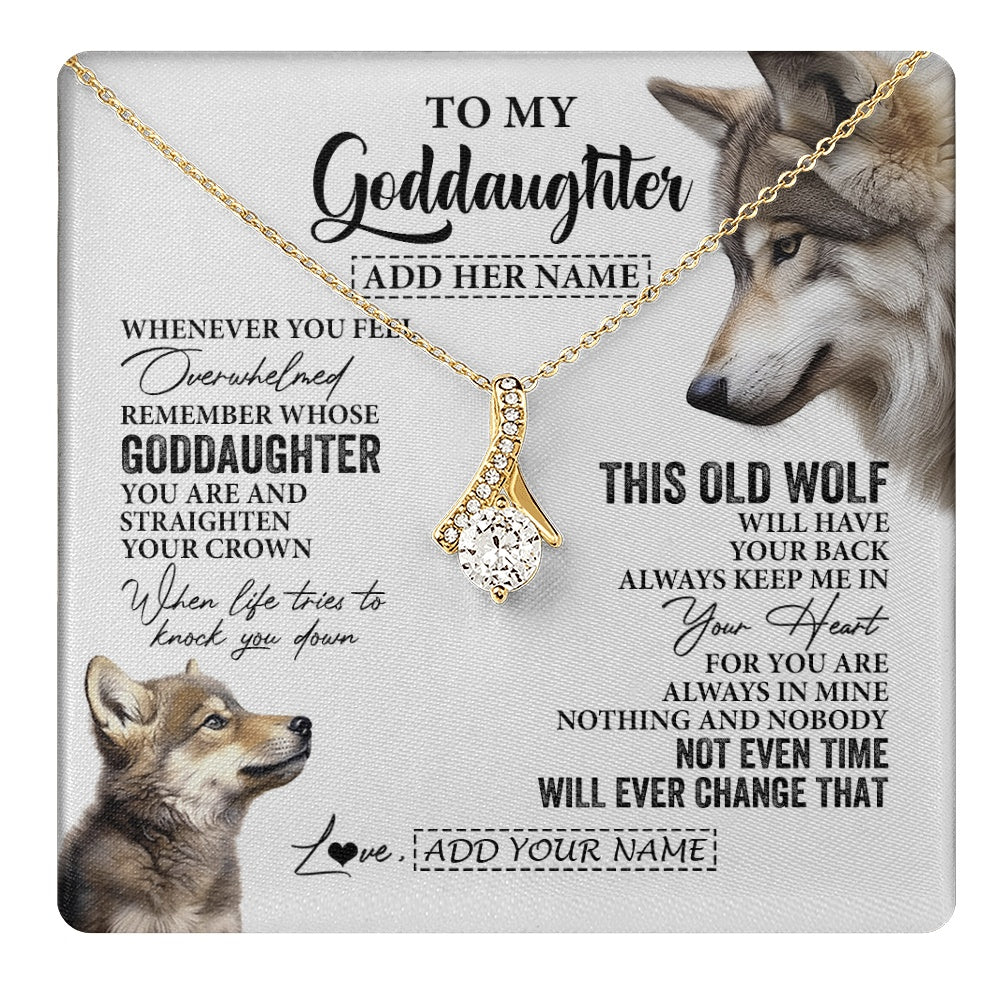 Personalized To My Goddaughter Gifts Necklace From Godmother Whenever Wolf Unique Birthday For Goddaughter Graduation Christmas Custom Gift Box Message Card