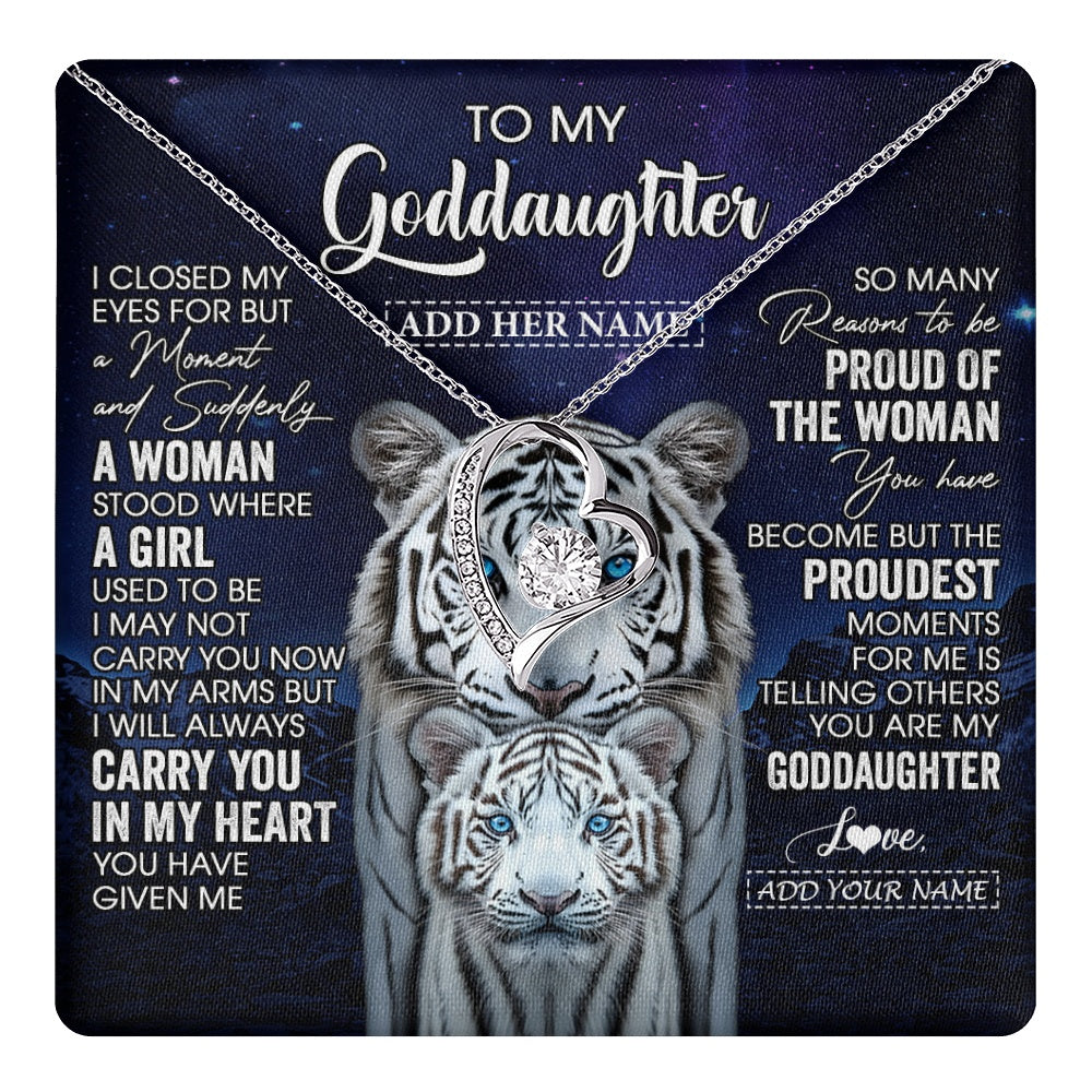 Personalized To My Goddaughter Necklace From Godmother Uncle I Close My Eyes White Tiger Goddaughter Birthday Gift Christmas Gift Box Message Card