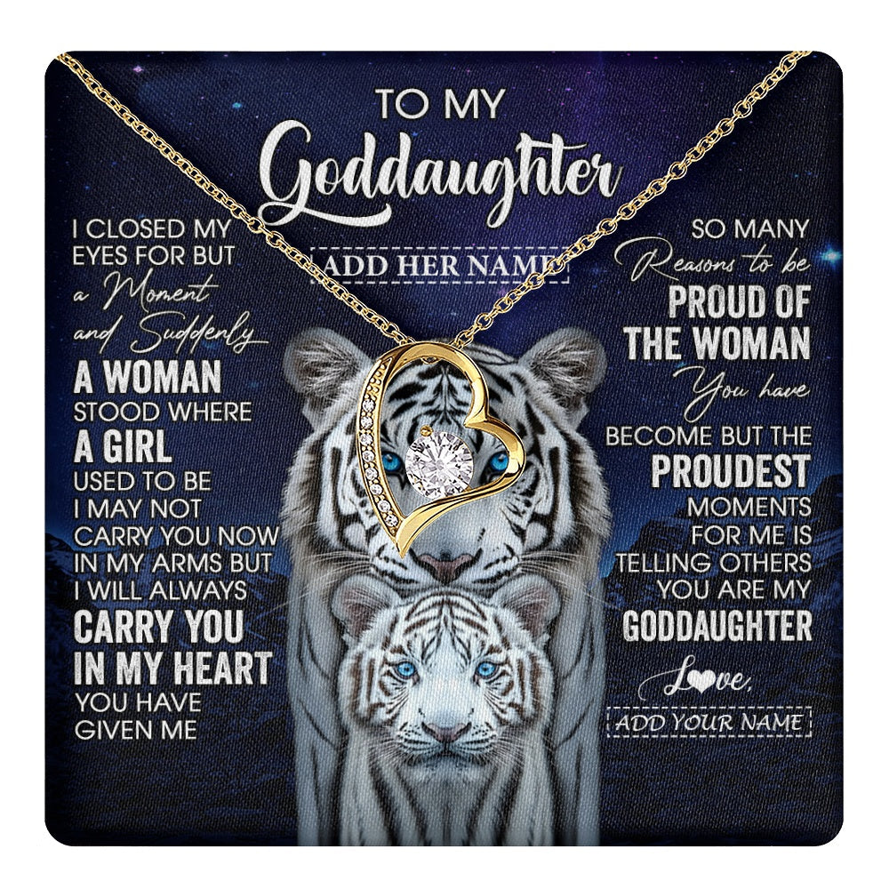 Personalized To My Goddaughter Necklace From Godmother Uncle I Close My Eyes White Tiger Goddaughter Birthday Gift Christmas Gift Box Message Card