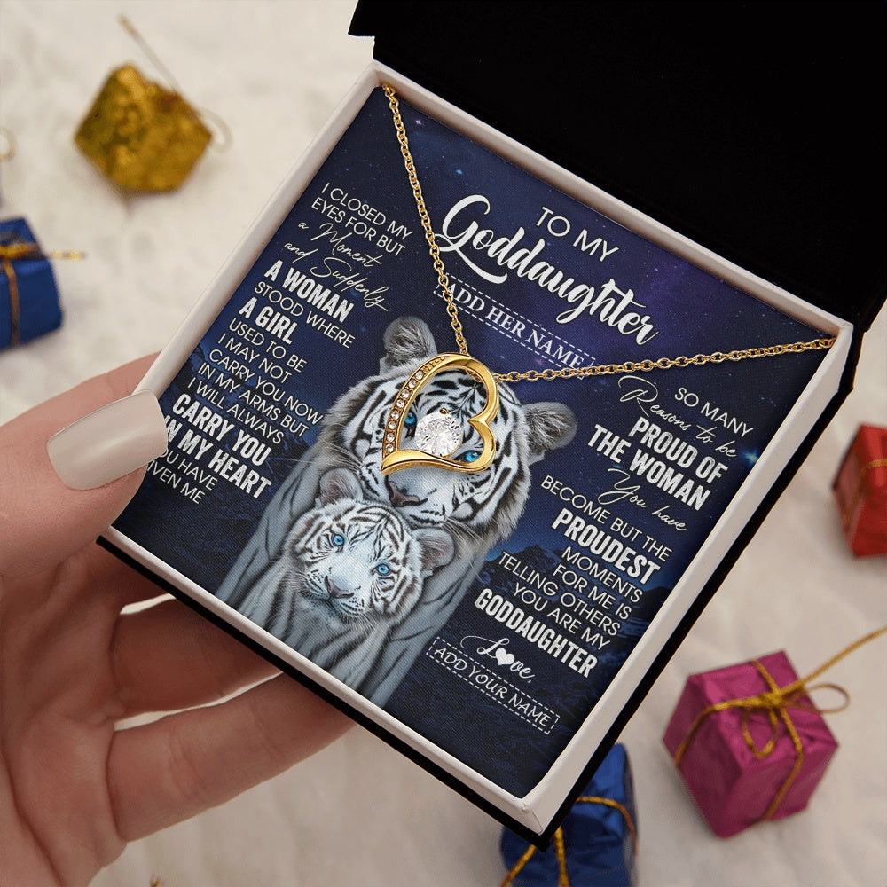 Personalized To My Goddaughter Necklace From Godmother Uncle I Close My Eyes White Tiger Goddaughter Birthday Gift Christmas Gift Box Message Card