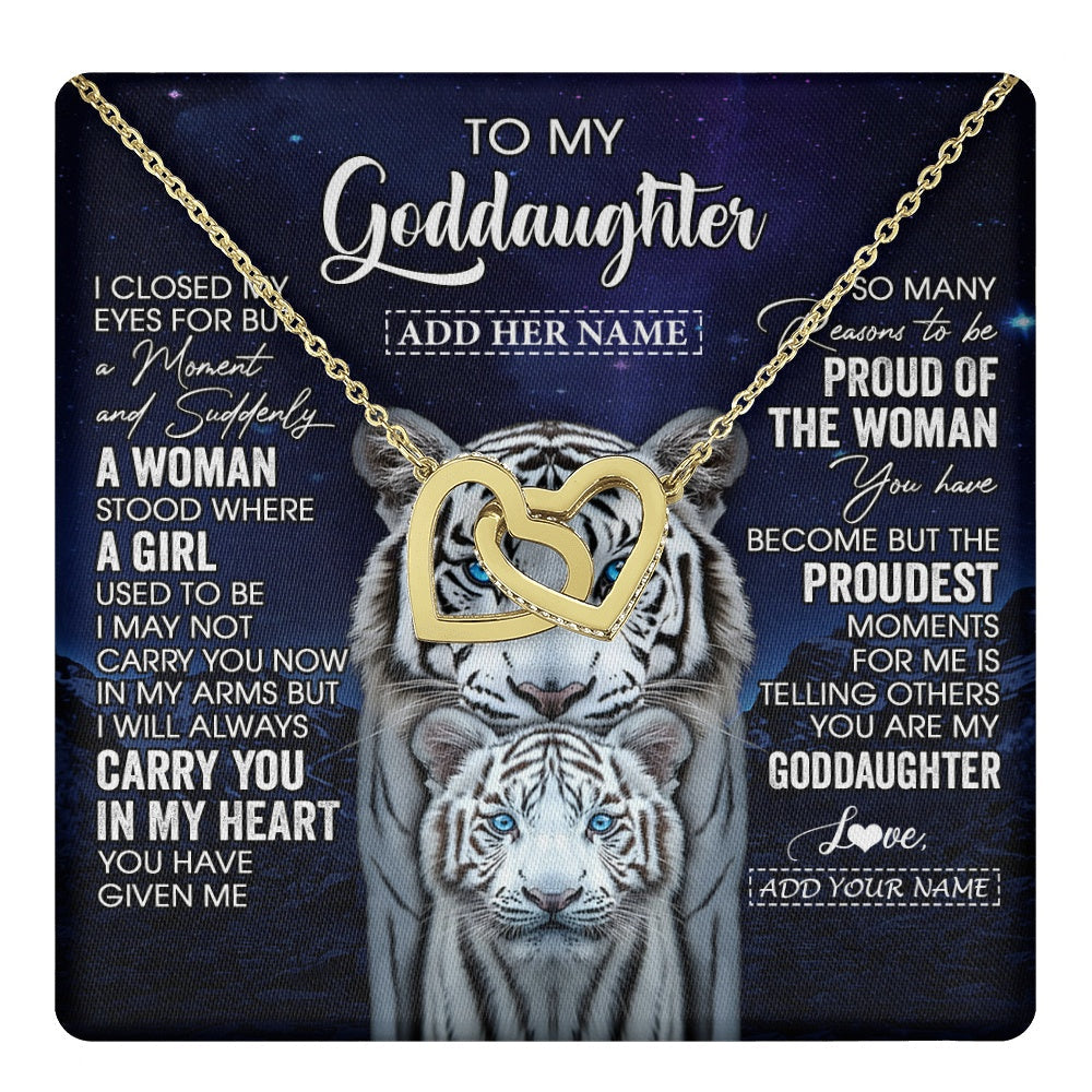 Personalized To My Goddaughter Necklace From Godmother Uncle I Close My Eyes White Tiger Goddaughter Birthday Gift Christmas Gift Box Message Card