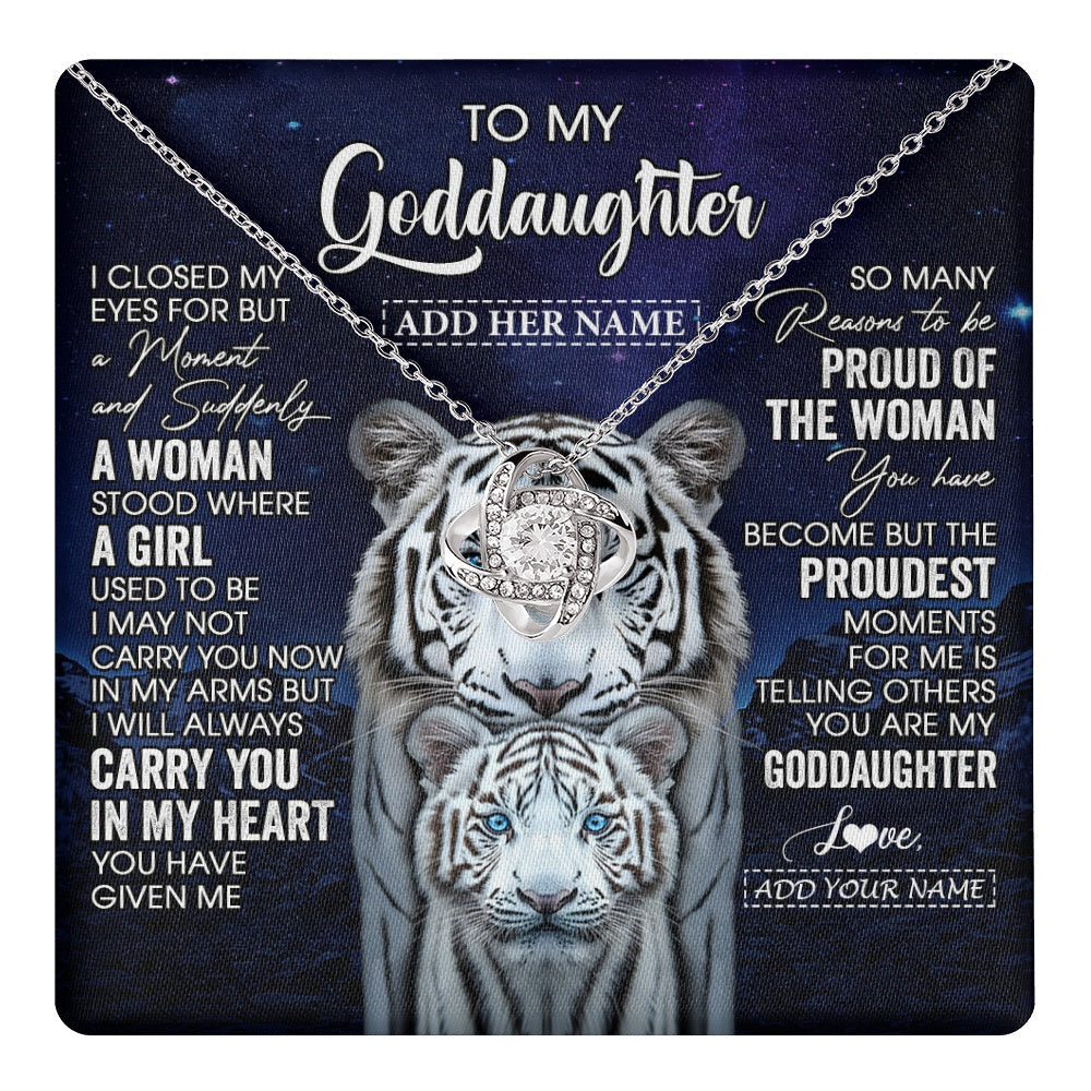 Personalized To My Goddaughter Necklace From Godmother Uncle I Close My Eyes White Tiger Goddaughter Birthday Gift Christmas Gift Box Message Card